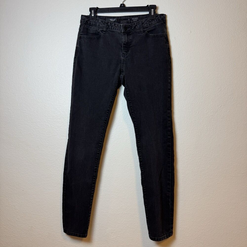 Simply Vera Wang Skinny Mid Rise Womens Jeans 6 Black Denim